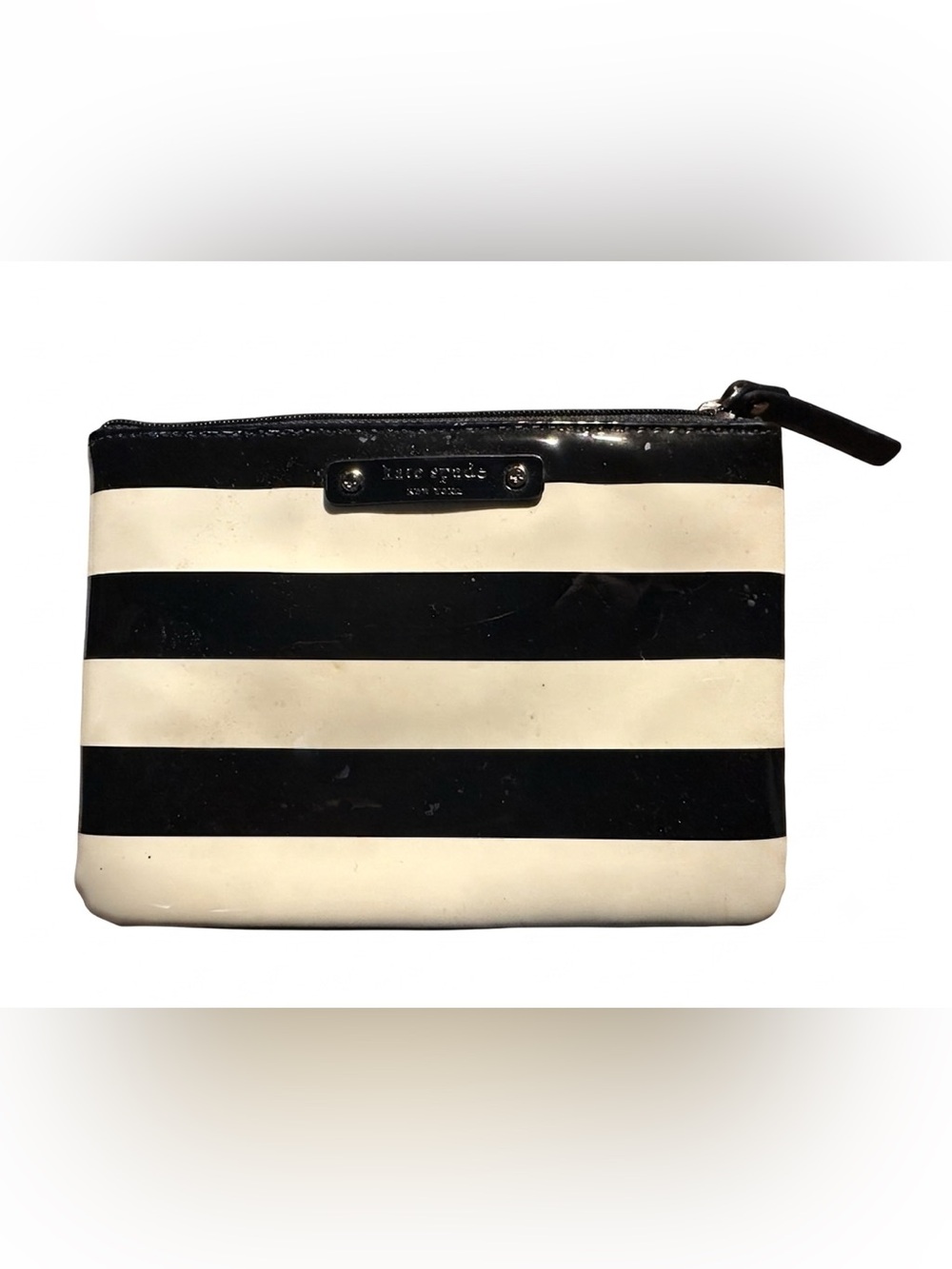 kate spade Black & White Striped Cosmetic Pouch